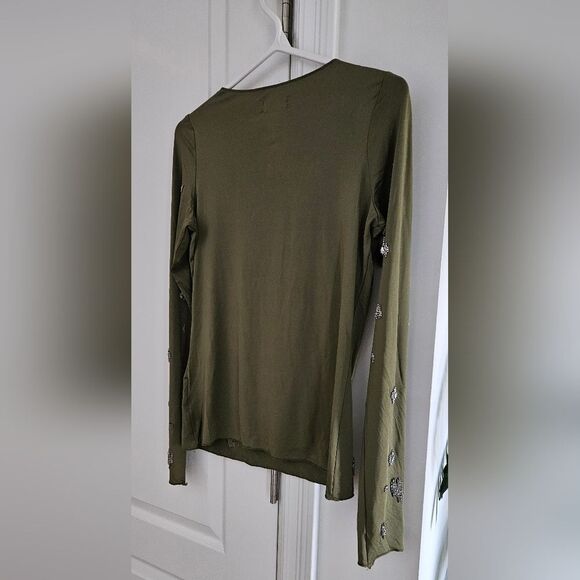 H&m Edition Olive Embellished Blouse - Picture 2 of 5